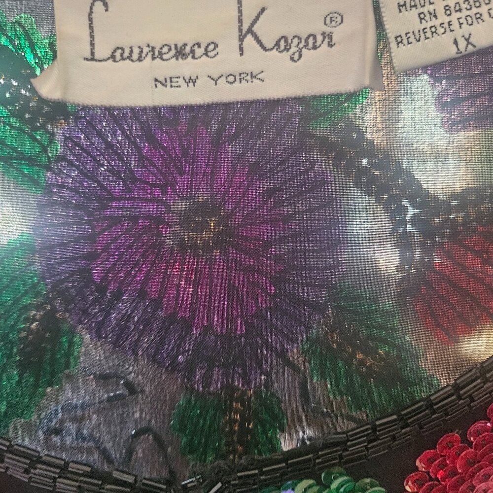 Laurence Kazar Vintage Silk All-Over Sequin Embellished Women Evening Jacket 1X - Picture 4 of 4